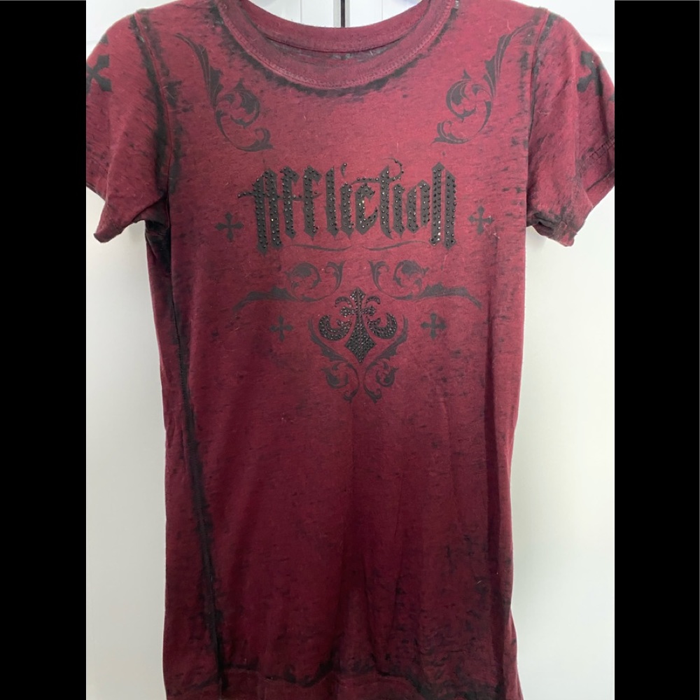 Affliction TShirt Dark Red/Black
